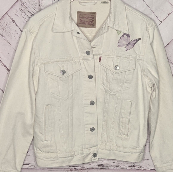 🦄Levi's Ex-boyfriend Trucker Butterfly Jeans Jacket - Picture 6 of 6